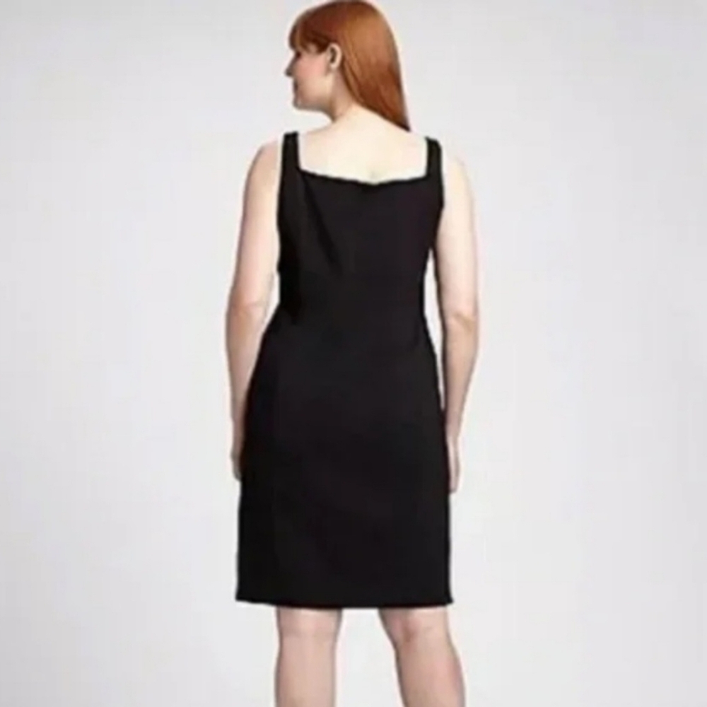 Eileen Fisher Black Ponte V-neck Sleeveless Sheath Dress Size XS Minimalist - Picture 2 of 6